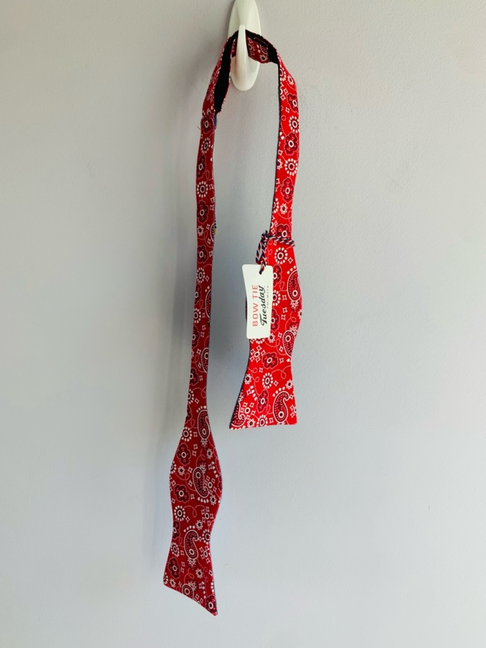 Bow Tie Tuesday Cotton Bandana Red White Adjustable Fun Quirky Office Formal